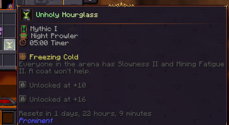 Unholy Hourglass mythic night prowler item tooltip